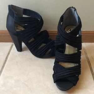 SOLD Black strappy heels